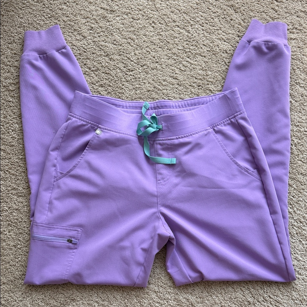 Figs Lilac Jogger Pants with Teal Drawstring